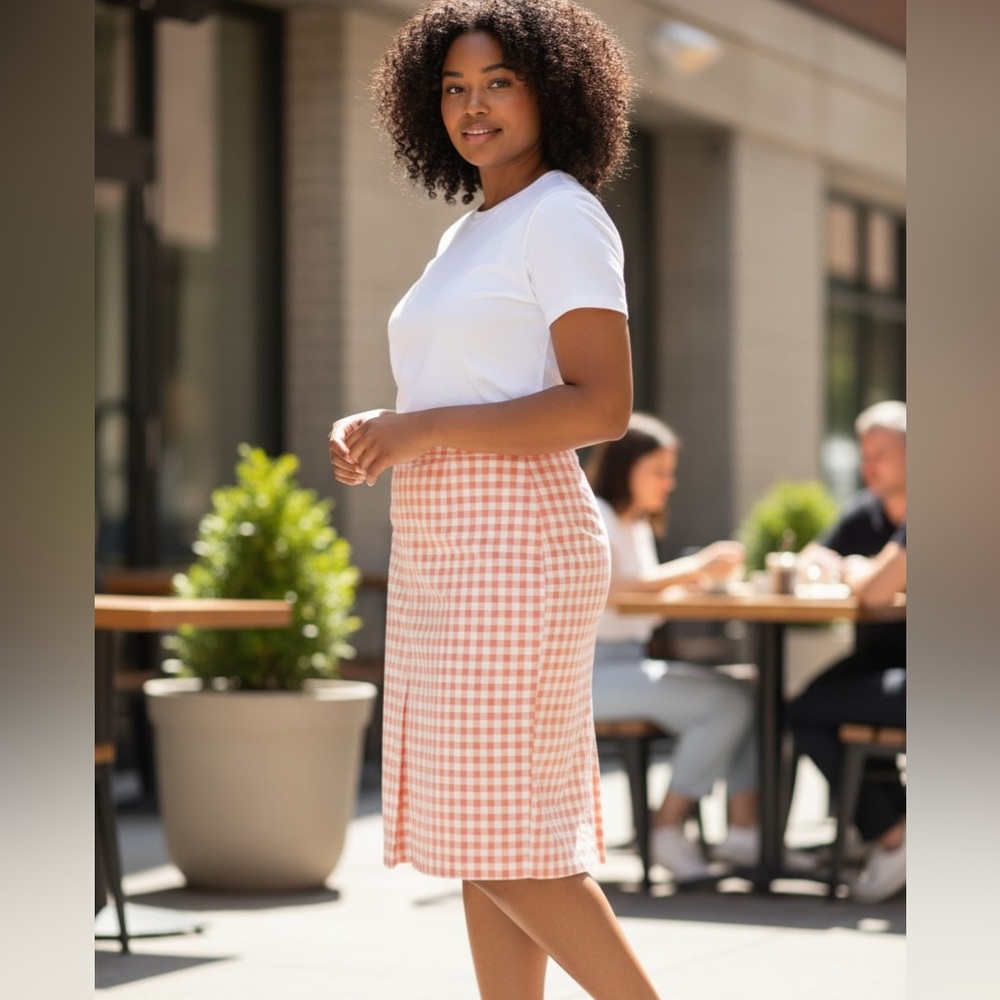 Gingham design pencil skirt